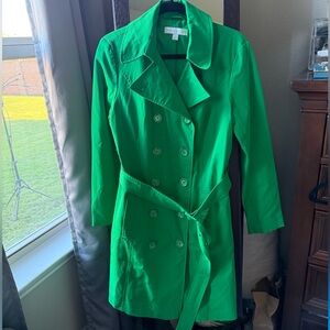 New York & Company Vibrant Green Trench Coat